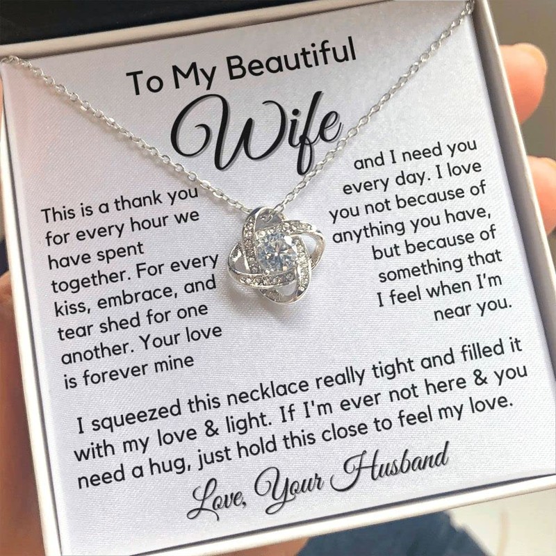 Wife Love Knot Necklace - Wife Birthday Gift Ideas, Womens