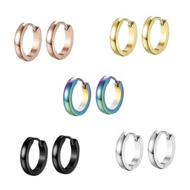FOMIYES 5pcs Curved Titanium Steel Earrings Unique Arc Design Ear Studs Silver Golden Rose Gold for Parties Special Occasions