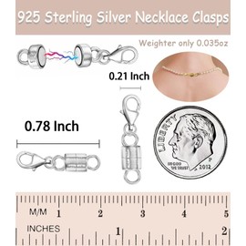 Dailyacc 925 Silver Lobster Magnetic Necklace Clasps and Closures Safety Sterling Silver with 14K Gold Jewelry Converters for Bracelets Chain Extender