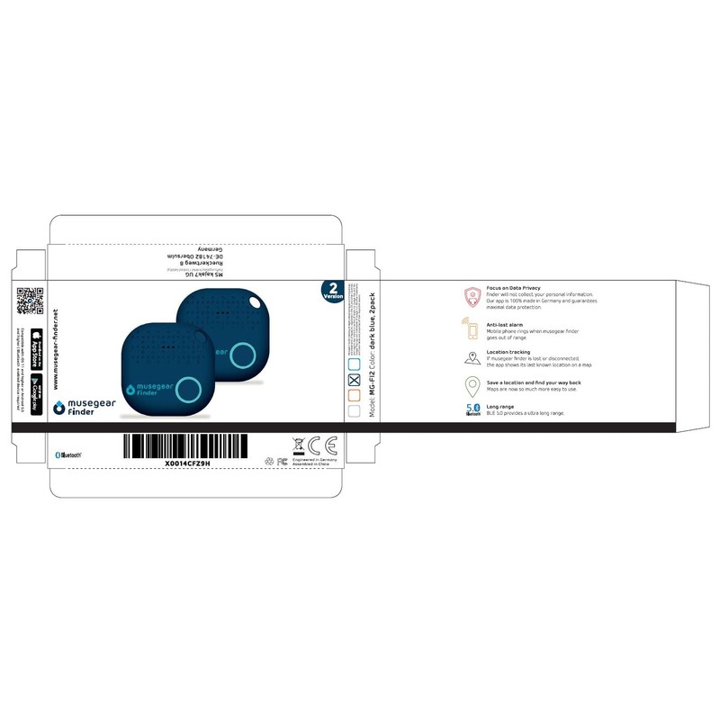 musegear Schlüsselfinder mit Bluetooth App aus Deutschland I Maximaler Datenschutz