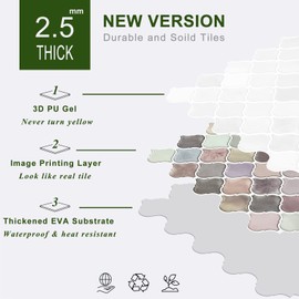 STICKGOO Pink Arabesque Peel and Stick Tile, 12”X12” Self-Adhesive Kitchen Backsplash, Stick on Wall Tiles (Pack of 10, Thicker Design)