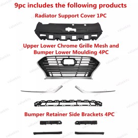 Unbranded 9PC For Sonata 2018-2019 Radiator Cover Grille Mesh Bumper Moulding Brackets Kit