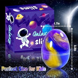 WUJYLY 6 Pack Galaxy Slime Egg Set, Vibrant Cosmic-Themed Party Favors, Easter Slime Kit for Girls Boys,Sensory Toys for Kids, Birthday Goodie Bag Fillers, and Classroom Rewards, Stretchy and Mess-Free