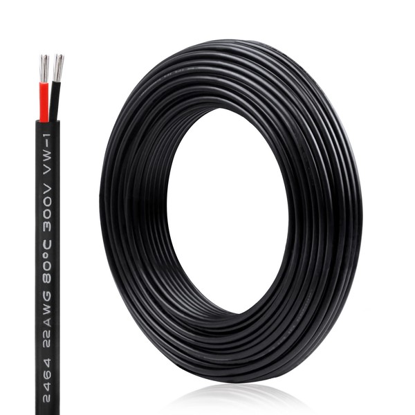 22 Gauge Electrical Wire 2 Conductor, 100FT 2 Wire Insulated