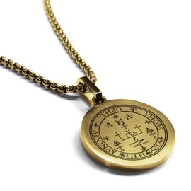 Comfort Zone Studios Stainless Steel Seal of Archangel Uriel Round Medallion Pendant Necklace, Gold