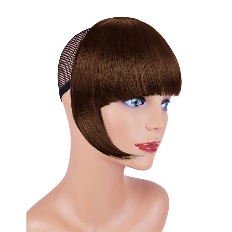 XRACEPHOL Clip in Bangs Brown Clip on Bangs with Temple