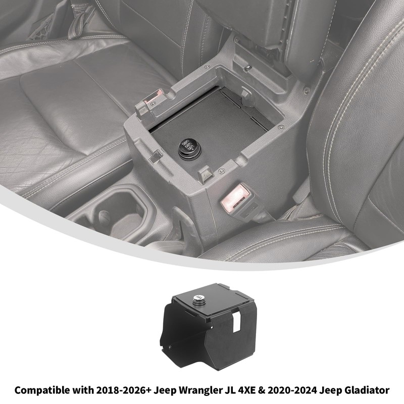 Linskip Console Valuables Safe Compatible with 2018-2026 Jeep Wrangler JL