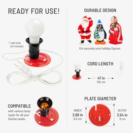 Blow Mold Light Kit Replacement – Light Cord for Blow Mold Plastics with Red Plate | Vintage Style | Halloween, Christmas & New Year Decorations