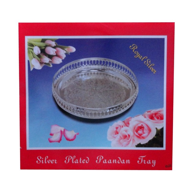 Royal Silver Round Stylish 23cm Silver Plated Paandan Tray Home