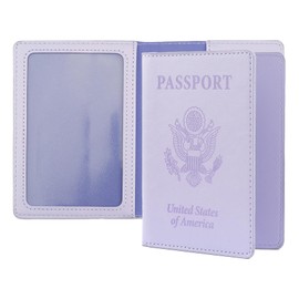 QEYMN Passport Holder, Passport Holder Women, Passport Covers Travel Must Haves, Travel Passport Wallet for Men, 1 Pack Passport Case Passport Protector for Travel Airport Essentials, Light Purple