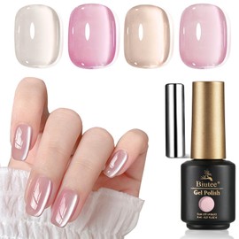 Biutee Magnetic Nail Gel 4 Color Set 8ml Magnetic Cat Eye Nail Color Gel Glitter Diamond Effect UV/LED Curing Self Nail Gel Nail Art (H991)