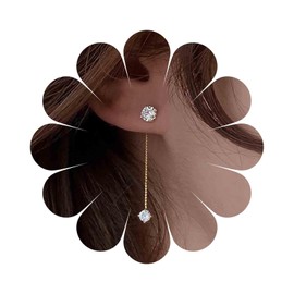 Aneneiceera Vintage Crystal Ear Jacket Earrings Gold Crystal Dangle Earrings Cz Chain Earrings Long Sleek Chain Tassel Earrings Jewelry for Women and Girls (Crystal)