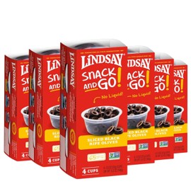 Lindsay Snack and Go! Sliced Black Ripe Olives, 1.3 Oz (24 Snack Cups), Keto Friendly, Healthy Snack, Perfect for Lunch Boxes, Salads, Pizzas, Pastas