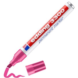 edding 3300 permanent marker - pink - 1 pen - chisel nib 1-5 mm - quick-drying permanent markers - waterproof, smudge-proof - for cardboard, plastic, wood, metal, fabric - marker pens