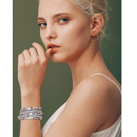 Gleamart Pearl 2 Pieces Bohemian Wrap Bracelet Set Multilayer Bangles with Beads for Women