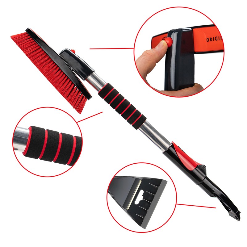 HEYNER® Ice Scraper with Broom Windscreen Scraper with Brass Blade,