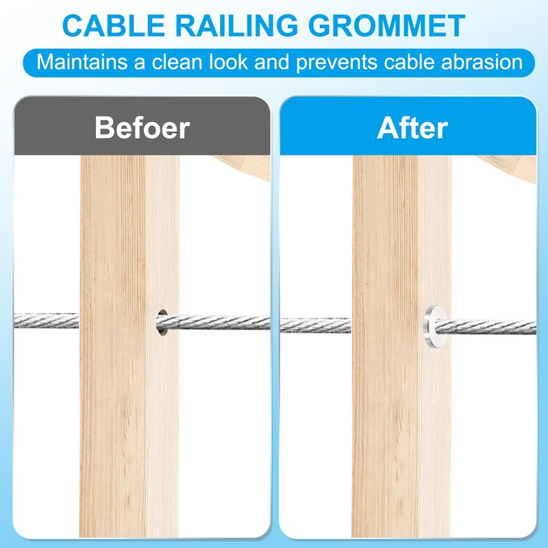 PATIKIL 20Pcs 3/16" Cable Railing Hardware T316 Stainless Steel Protector