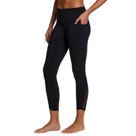 RBX Activewear Black Leggings with Pockets for Women, 7/8 Length High Waisted Workout Pants Squat Proof Tights Ankle Length