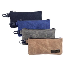 NorthClimbOtd Small Tool Bag, Waxed Canvas Zippered Pouch, Tool Pouches with Zipper, Utility Small Tool Pouch for Tool Organizers and Storage, 8.5" x 4" - 4-Pack