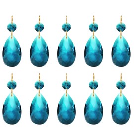 PATIKIL Teardrop Crystal Chandelier Pendants Beads, 10 Pack 60mm Length 38mm Chandelier Prisms Parts Ornaments Hanging Beads for DIY Arts Crafts Decoration, Sky Blue