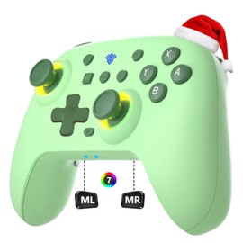 SZYUYU Switch Controller for Switch 2,Switch Pro Controller for Switch/OLED/Lite/PC with 7 Colors LED Light/3-level TURBO Adjustable,4-Speed Dual Vibration,Support Wake Up and Gyro Axis Motion