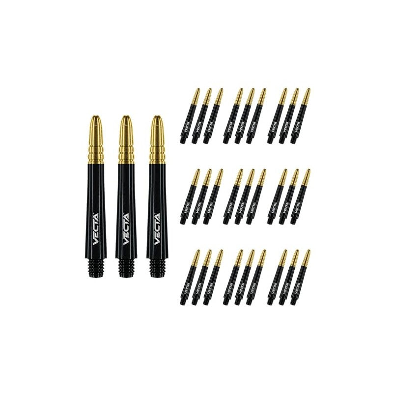 WINMAU Vecta Black with Gold Medium Polycarbonate Dart Stems (Shafts)