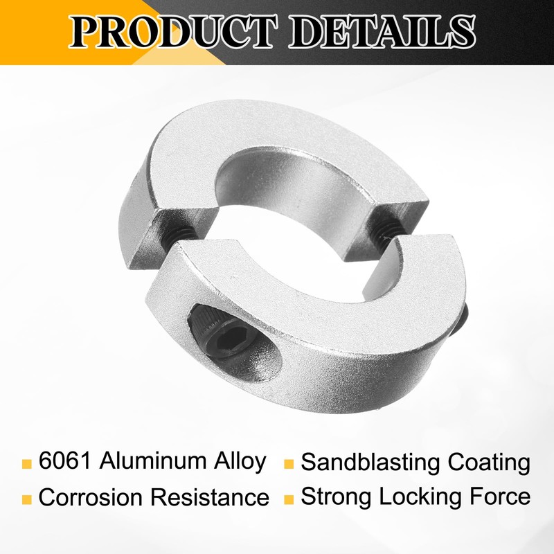 sourcing map 8 Pcs Double Split Shaft Collar, 25mm Bore