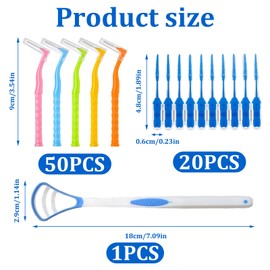 70 Pieces Interdental Brushes Teeth Cleaning Spaces Dental Brushes Interdental Brushes - Brushes for Interdental Cleaning Spaces Mouth Cleaning (6 Sizes)