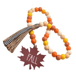Artibetter Fall Wood Beads Garlands Thanksgiving Tassel Beads Garlands Fall Tassel Beads Garlands Wooden Beads Garland