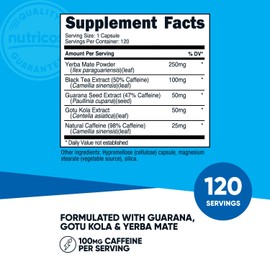 Nutricost Natural Energy Pills Complex 120 Capsules, 100mg Caffeine - Gluten Free - Non-GMO