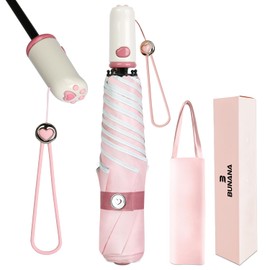 Parasol, Folding Parasol, UV Protection, 100% Light Blocking, Folding Umbrella, Full Light Blocking, Heat Blocking, One-Touch Automatic Open/Close, Rain or Shine, Lightweight, Windproof, Durable,