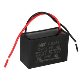 PATIKIL CBB61 Ceiling Fan Capacitor, 1Pcs 35uF 450V AC 50/60HZ with 2 Wires for Air Conditioner Fan Motor Star Run Capacitors 60 x 40 x 42mm