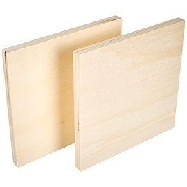 Artemio Set of 2 Square Plates, Wood, Beige, 15 x 1,2 x 15 cm
