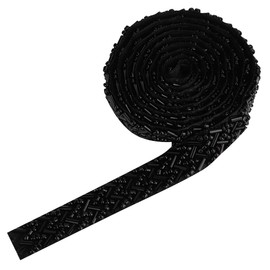Cinta de Diamantes de Imitación para Ropa, 1 Yarda Tiras de Perlas de Cristal Plateado Brillante Rollo Cinta de Malla Decorativa para Bricolaje Boda Cumpleaños (1.5cm-Negro)