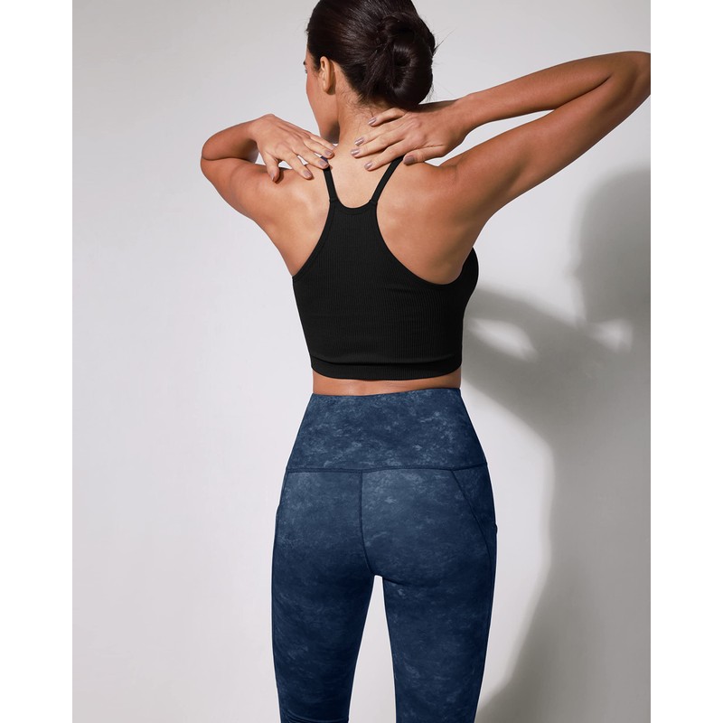 ODODOS Women's High Waisted Pattern Yoga Capri Leggings with Pockets,