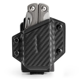 TACTICAL GEEK TX1 Multi-Tool Sheath for LEATHERMAN Wave, EDC Multi Tool Sheath Holster, Adjustable Sheath with Back Clip for Belt, Multi Tool Not Included, Black Carbon Fiber Texture