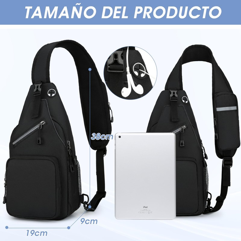 RAINSMORE Mochila Cruzada para Hombre Bolsas al Hombro Impermeable Bolso