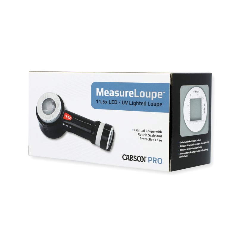 Carson PRO Series MeasureLoupe 11.5x LED and UV Lighted Focusable