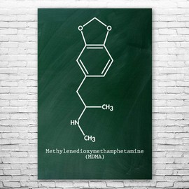 MDMA Molecule Ecstasy Poster Print, Raver Gift, MDMA Art, Psychologist Gift, Dance Club Art, Biochemistry Gift Green Chalkboard (8 inch x 10 inch)