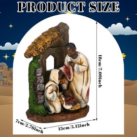 Yalikop Christmas African American Nativity Scene Set 7 Inch Resin Black Jesus Birth Set African American Holy Family Statue Mary Joseph Baby Jesus Manger Christmas Ornament Church Religious Gifts