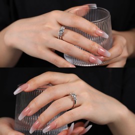 Hitlinker 3 Stone Moissanite Engagement Ring for Women S925 Sterling Silver Moissanite Rings 1.6CT D color VVS1 Round Cut Lab Created Diamond Rings Moissanite Wedding Ring Promise Ring Anniversary Rings for Her Size 5