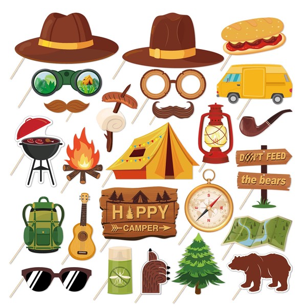 Explorers Themed Photo Booth Props 25pcs Explorers Camping Adventure Photo