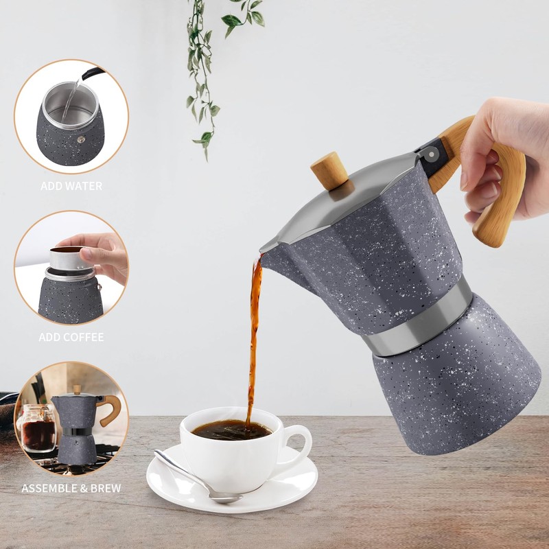 ShanSon Moka Pot Stovetop Espresso Maker 3 Cup 5 oz