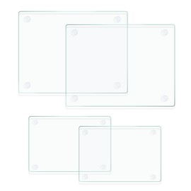 Hifogang Glass Cutting Board, Clear Tempered Glass for Kitchen 4 Pcs, with Rubber Feet, Non-Slip, Durable Shatter Resistant, Dishwasher Safe, Scratch Resistant, Heat Resistant, Two Size