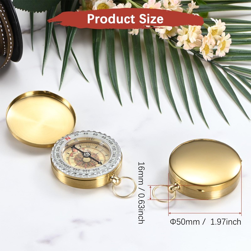 TIXIPEM Camping Survival Compass [1PCS] - Copper Clamshell Classic Pocket