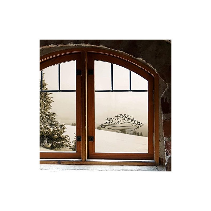 Medium 210mm 'Jet Ski' Clear Static Window Cling Sticker/Decal (Black)