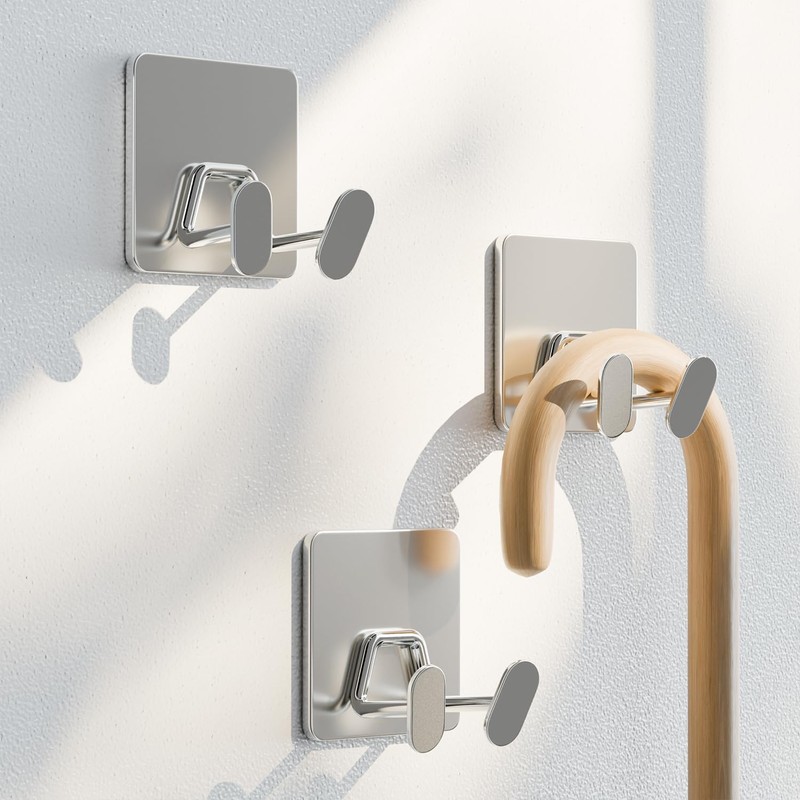Adhesive Shower Hooks for Inside - Extra Sticky Stainless, Razor