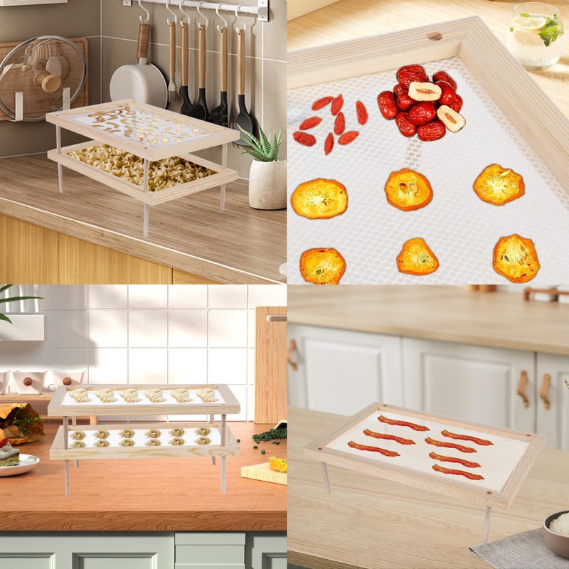 YiePhiot Herb Drying Rack, Wooden Herb Drying Rack, Wood Pasta
