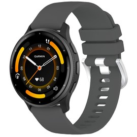 TopPerfekt Sport Bands Compatible with garmin venu 3 / venu 2 / (22mm) Quick Replacement Wristband, Soft Silicone Adjustable Watch Strap Replacement for forerunner 265 / forerunner 255-Dark gray 22mm