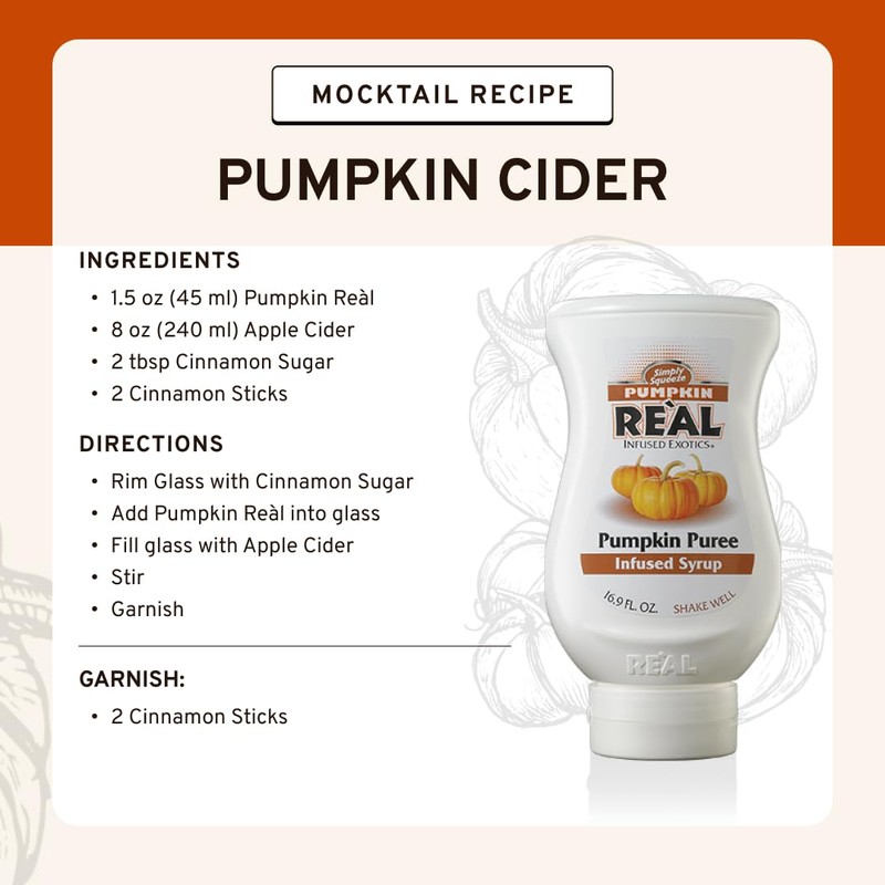 Pumpkin Reàl Infused Exotics, Pumpkin Spice Puree Infused Syrup, 16.9